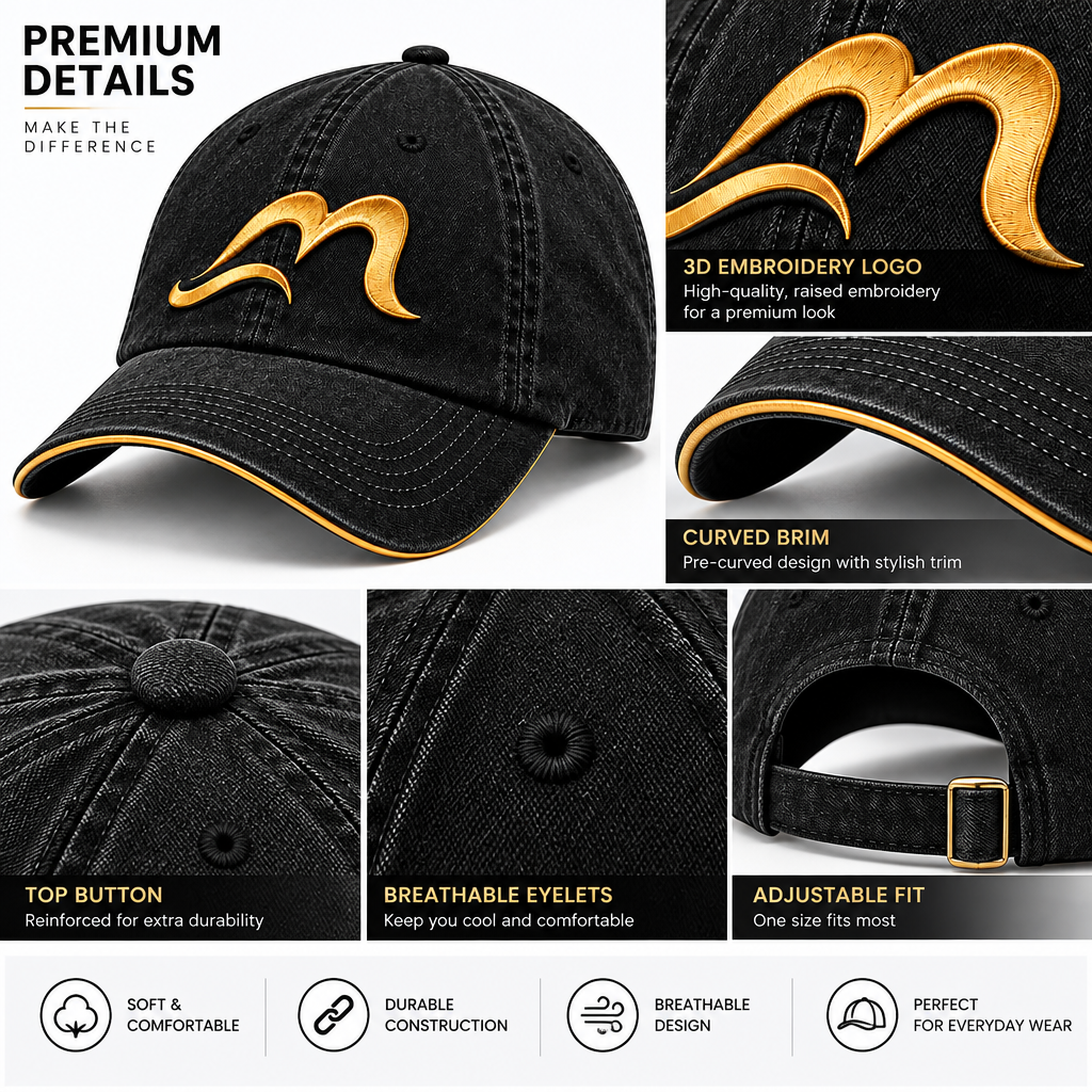 Meraldane™ Vintage Noir Baseball Cap