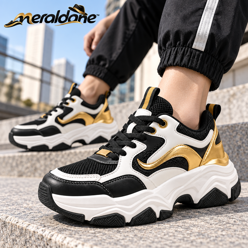 Meraldane™ Apex Gold Chunky Sneakers