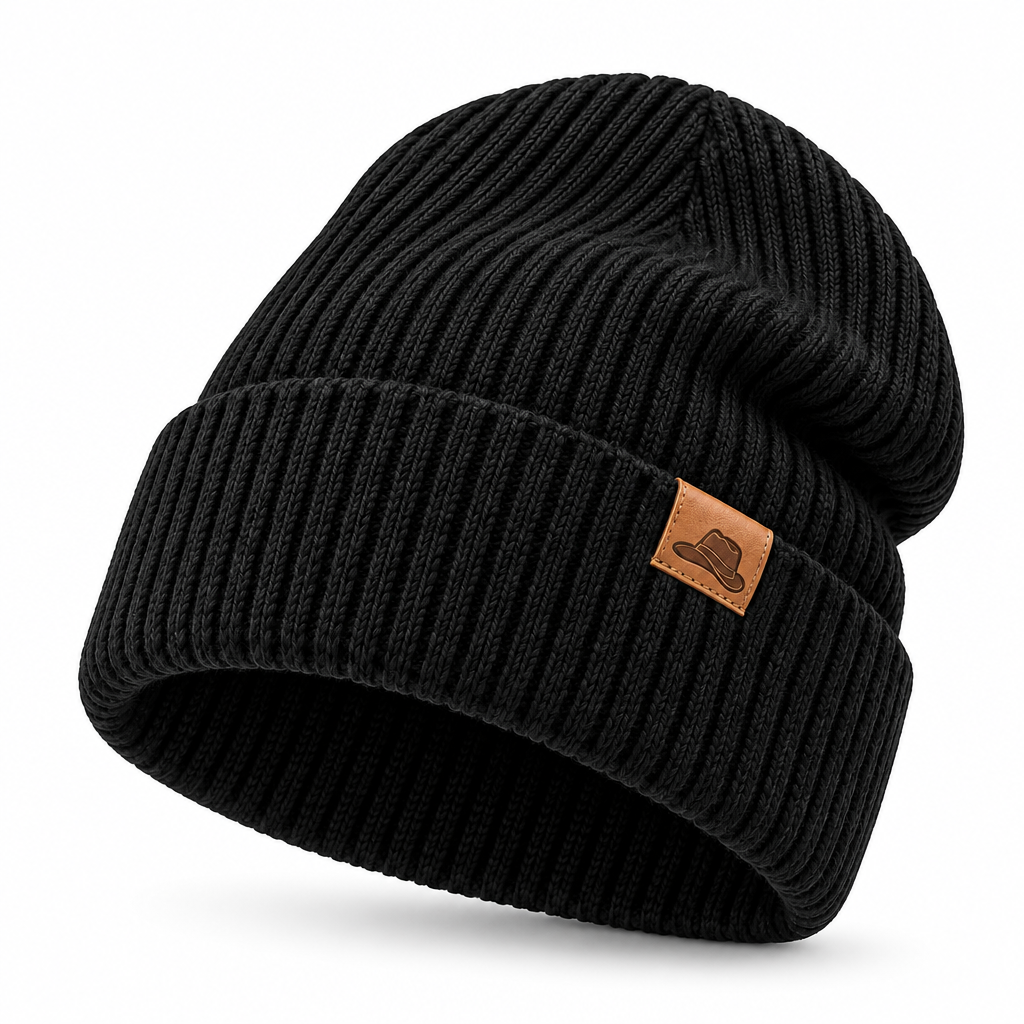 Meraldane™ Ridge Black Knit Beanie