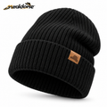 Meraldane™ Ridge Black Knit Beanie